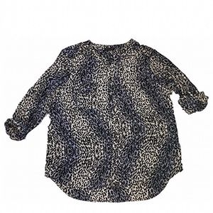 FYLO | NWT Animal Print Button Front Long Sleeve Collared Blouse